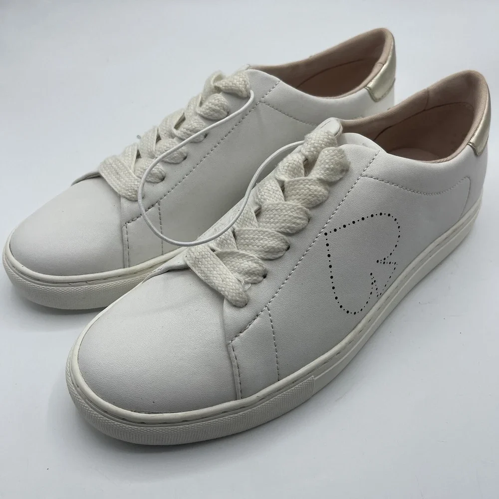 Kate Spade Angelise White Leather Sneakers Womens 10‎ B Lace Up Shoes Spade